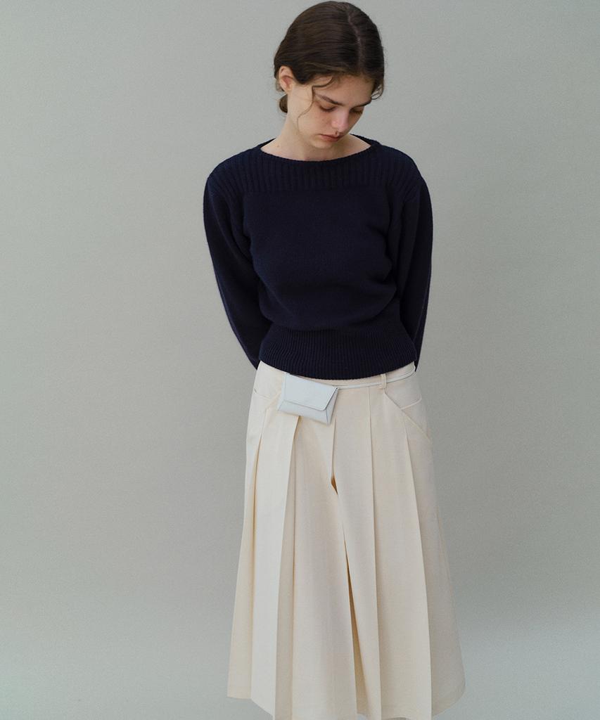 Aubeuawo Double Pocket Pleats Skirt (Ivory)