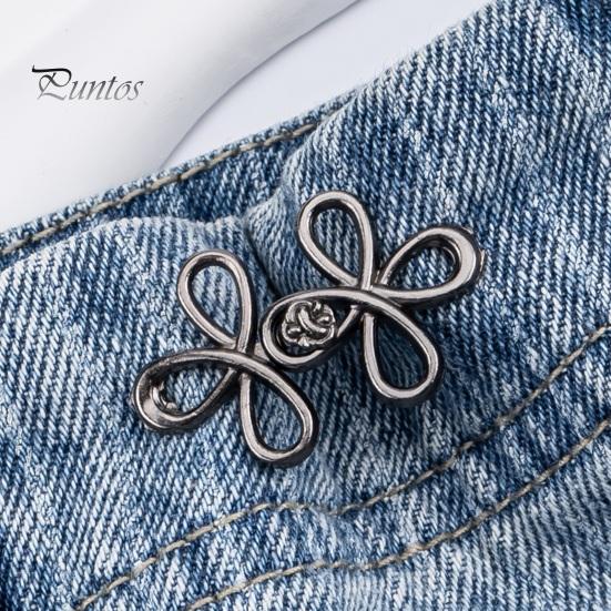 Metal Waist Buckle Six-Leaf Pants Tightener Button, Detachable Loose Jeans Button Pin, No Sewing Required Clothing Accessories Adjuster