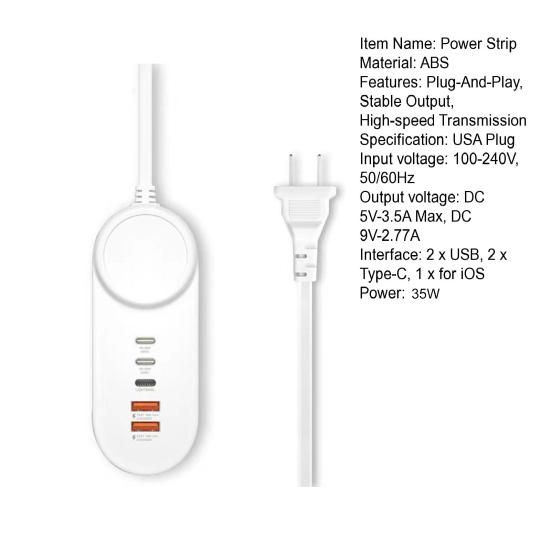 Charging Socket Plug-And-Play Stable Output Dual USB Type-C Interface High-speed Transmission Quick Charging 35W PD USB C Power Strip Home Supplies