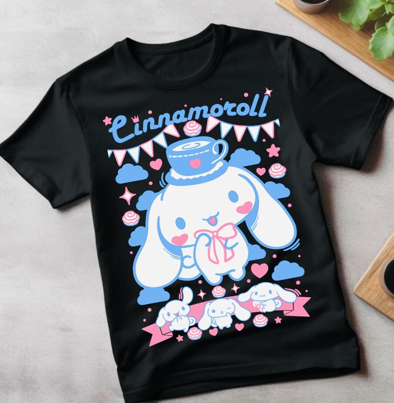 Sanrio Cinnamoroll T-shirt Anime Manga Funny Friends Girl Tee shirt All Size XL