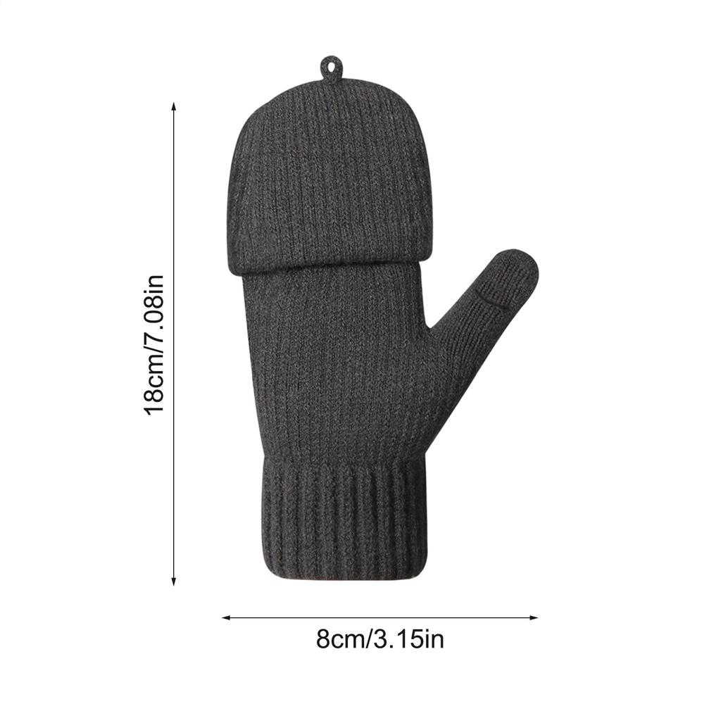 

Winter Knitted Touchscreen Fingerless Convertible Mittens Gloves for Women Cycling Cold Weather Warm Mittens with Flap Cover темно-сірий