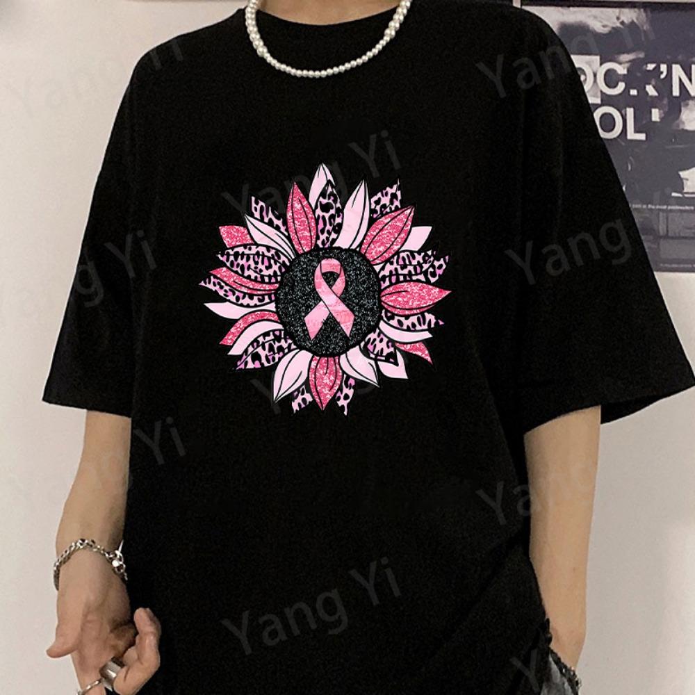 Sunflower Pattern Ladies T-shirt Casual Round Neck Tee Top Summer Cool Loose Sunshine Pattern Design M