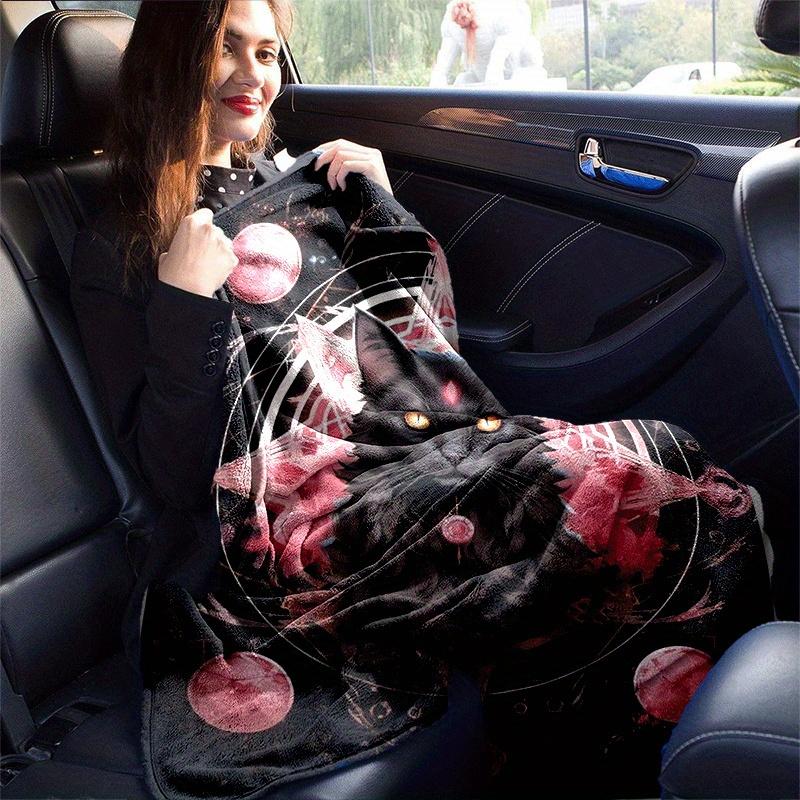 1pc Cat Printing Lightweight Flannel Blanket, Comfortable and Warm Blanket, for Camping Sofa Bed and Couch Office, Gift