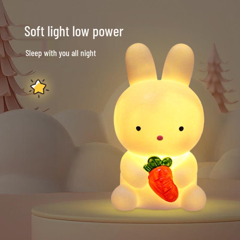 Cartoon Kaninchen Silikon Nachtlicht mit LED-Timer, Knopfzelle und dekorativem Geschenk.