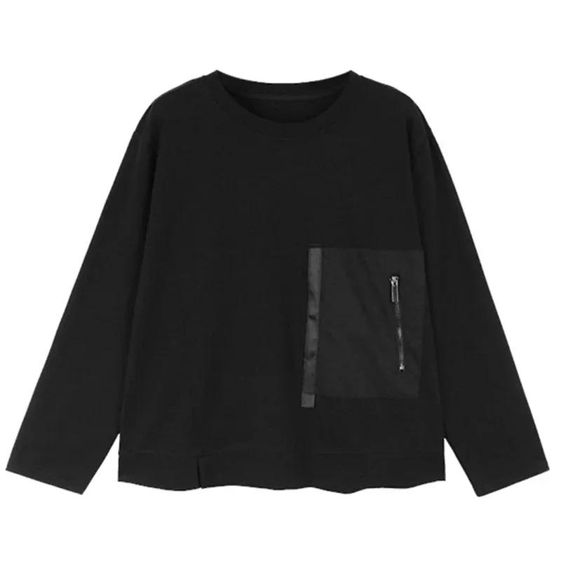 XITAO Long Sleeve T-shirt Zippers Patchwork Casual Simplicity Women DMJ3611