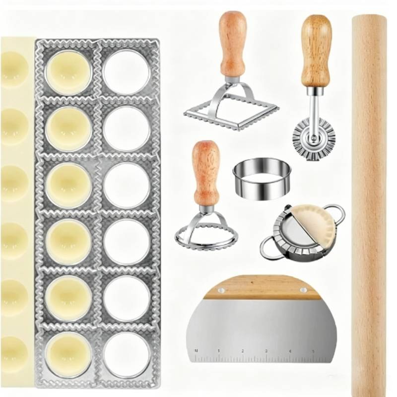 Italian Pasta And Dumpling Making Set With Wooden Tools For Home Kitchen Cooking