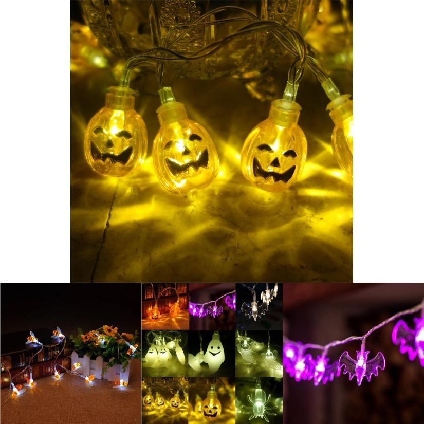 Enchanting Halloween Led String Lights Featuring Whimsical Pumpkins Spiders Skeletons For Festive Window Decor