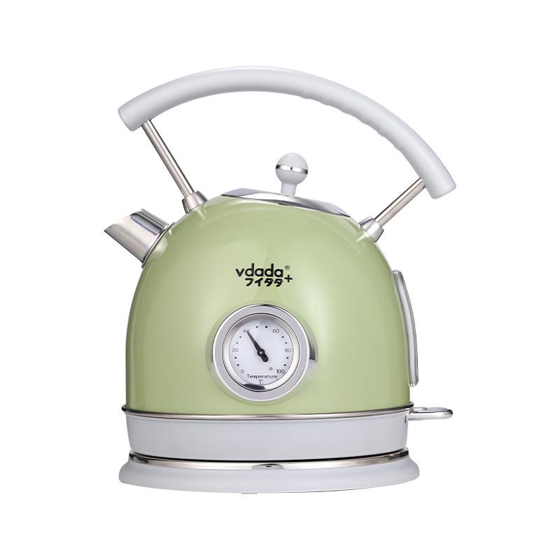 

Electric Kettle with Built-in Thermometer, Retro Stainless Steel, 1.8L Water Boiler for Home Use