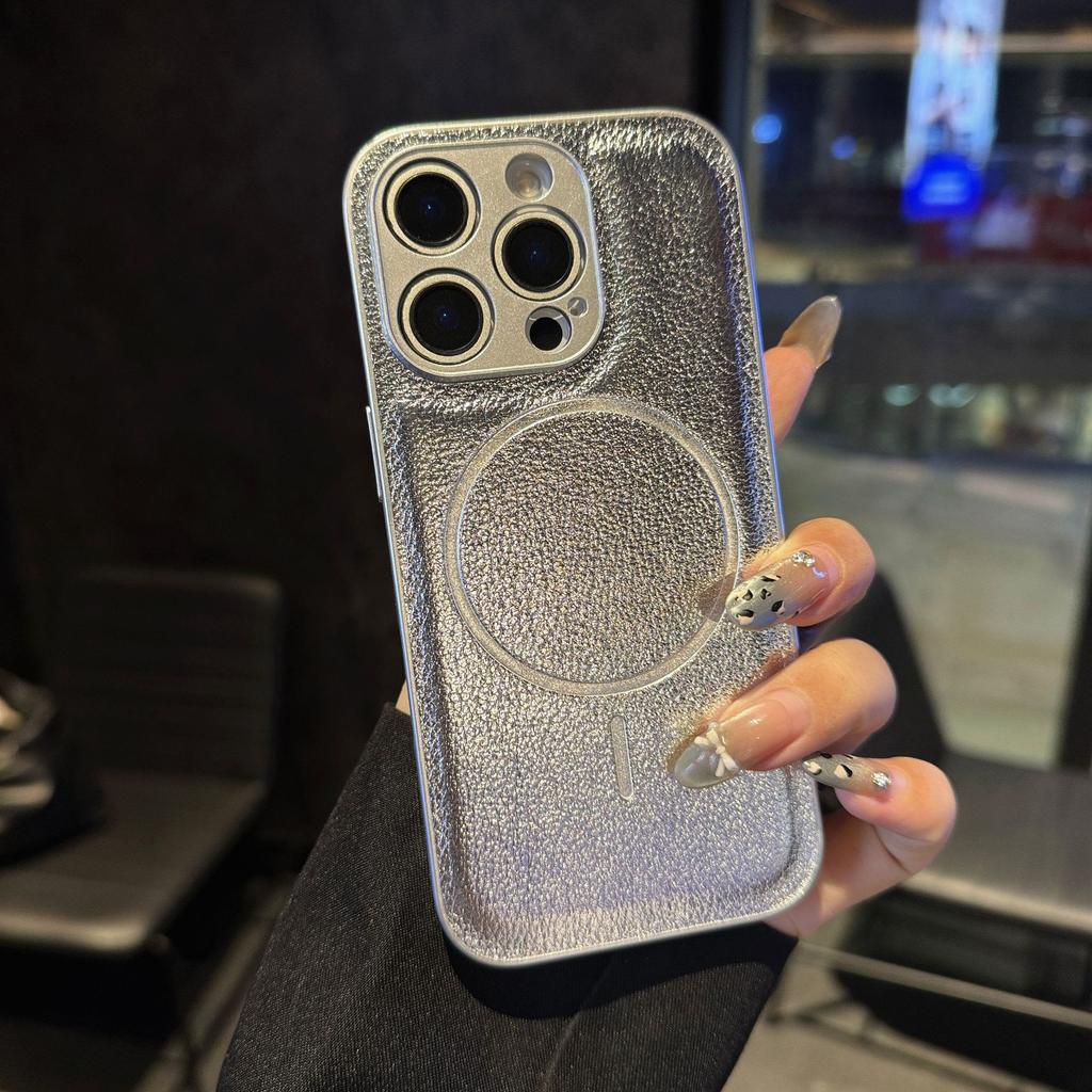 Thin Circle Magnetic Case for Leather Texture for Apple 16 Leather Phone Case New for IPhone 15 Protective Case 14 High-end Feeling