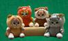 Cute fluffy cat plush Mofu set Plush cat keychain, Sand, 4-color (gray, brown, orange, beige) keychain, [Product]