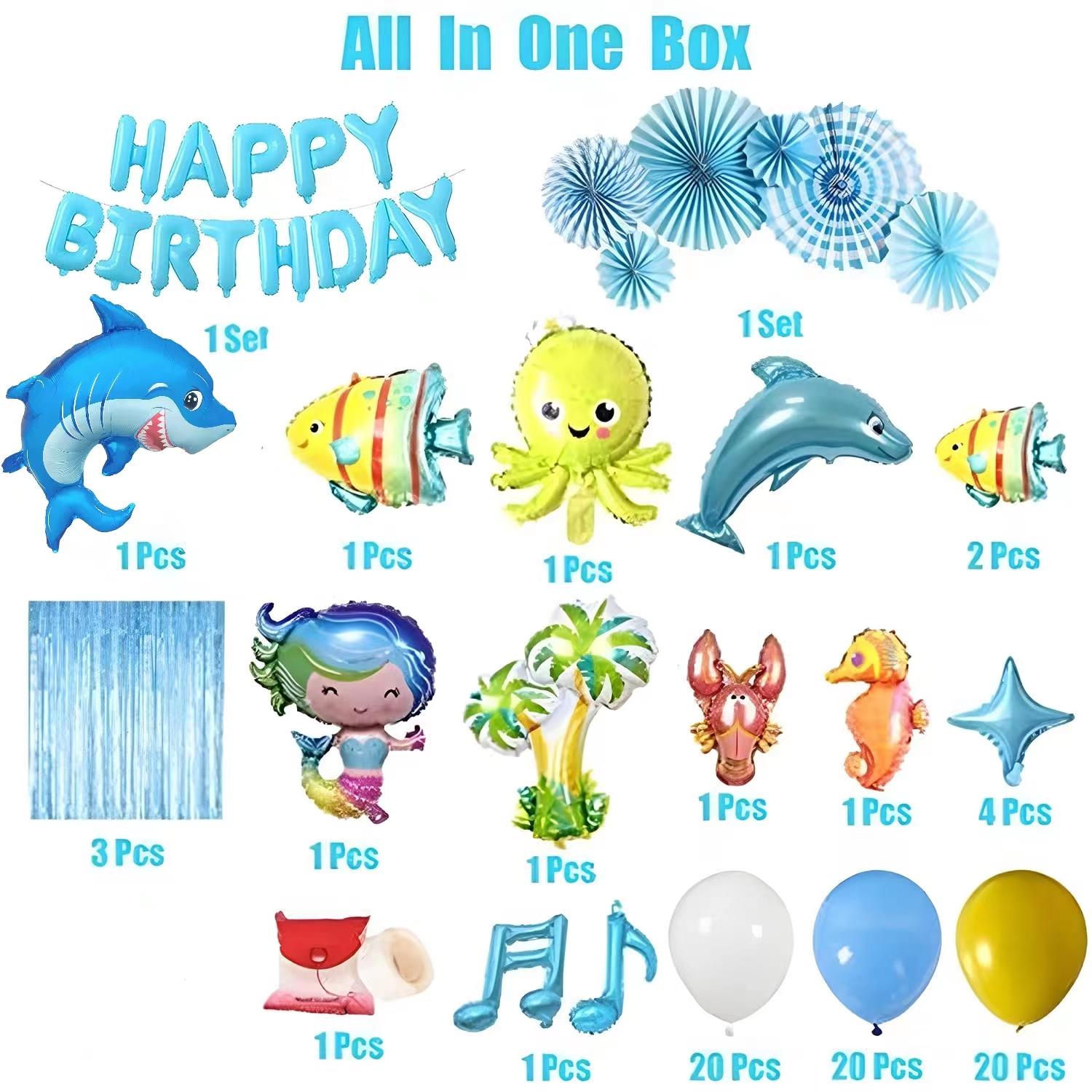 

Украшения из воздушных шаров на день рождения в стиле акул | Фоновые принадлежности для детей с изображением морских животных Other