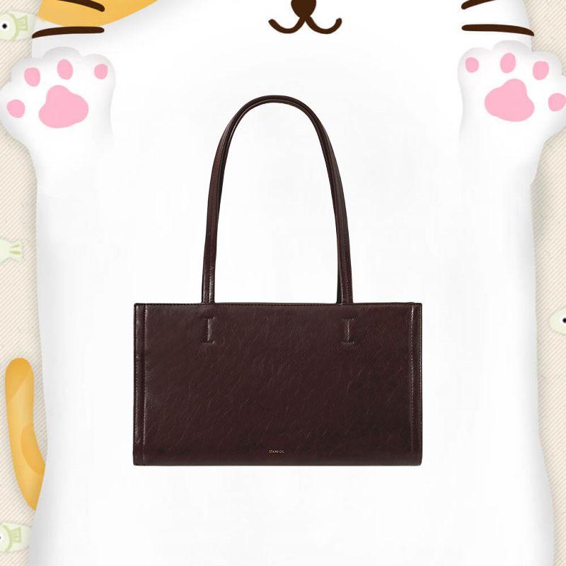

Korean Style Bags Oblong Bag Inclusive Bag 24 New Tote Bag Large Capacity Horizontal Handbag Underarm redbrown reddish brown