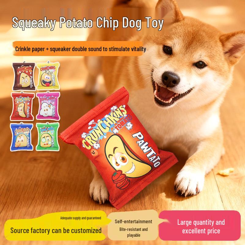 Interactive Crinkle Chip Dog Toy - Durable, Teething & Boredom Relief for Small/Medium Dogs