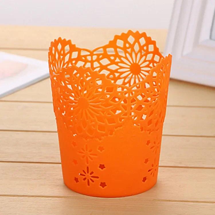 Brush Storage, Pen & Pencil Pot Holder, Desk Organizer, Flower Simplicity, Hollow, Gift