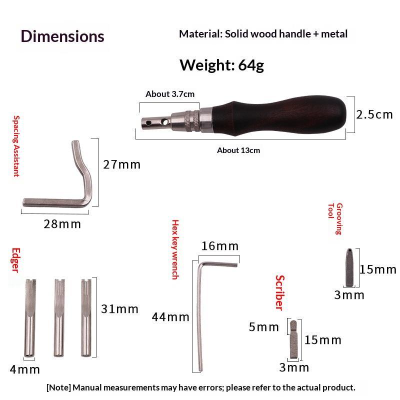 7 In 1 High Performance Leather Groover Tool Kit Adjustable Crease Bevel Carve Cut Set for Industrial Leather Processing 7 in 1