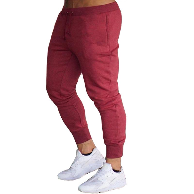Men's Slim-Fit Cuffed Running Pants - Solid Color, Lightweight Fitness & Casual Wear for Spring & Autumn