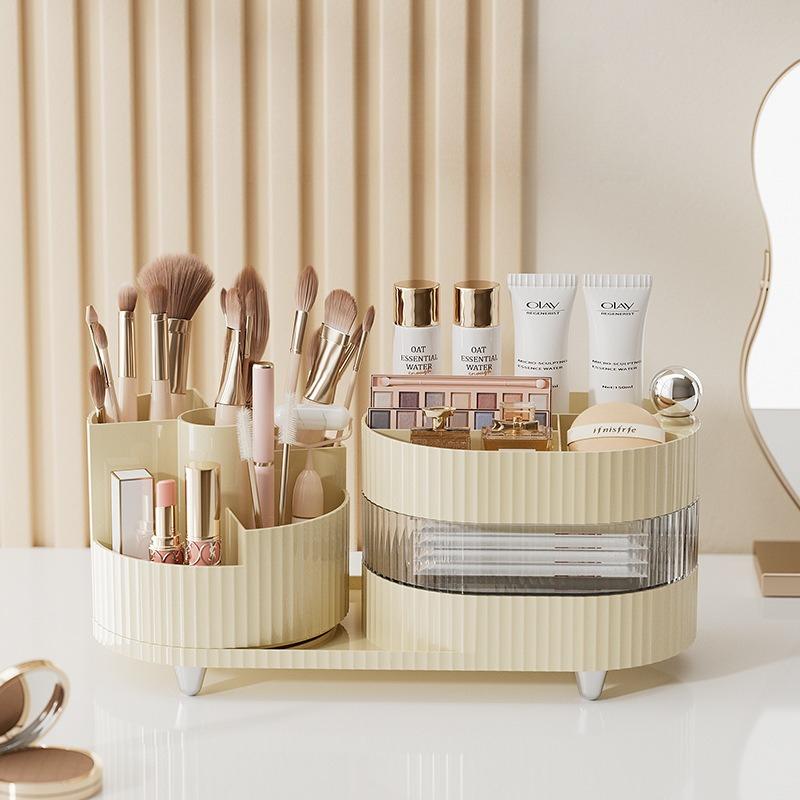 Cosmetic Organizer Makeup Storage Box Desktop Dustproof Rotating Pen Holder Layers Large Capacity Jewelry Lipstick Makeup Boxes