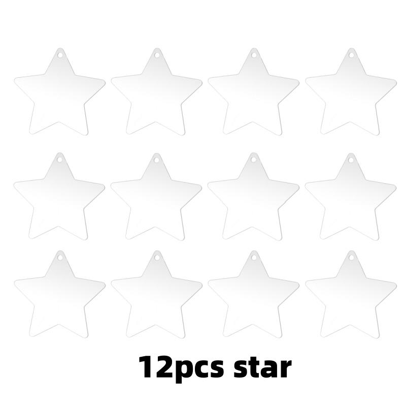 12pcs Transparent Acrylic Ornaments for Christmas - Unmarked DIY Craft Decorations Suitable for Engraving, Painting
