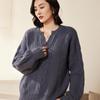 Women's 2024 Autumn/Winter Pure Wool Cable Knit Loose Pullover Sweater with Round Neck