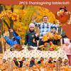 2PCS Thanksgiving Turkey Tablecloth Set, Disposable Plastic Rectangle Table Cover for Holiday Dining Decor, Festive Autumn Leaves Fall Theme, 54" X