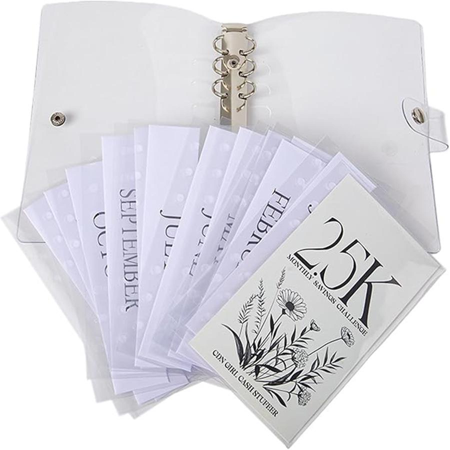 Monthly Saving Challenge Binder Loose-Leaf Binder Budget Binder With Cash Envelopes Money Organizer System For Save Money