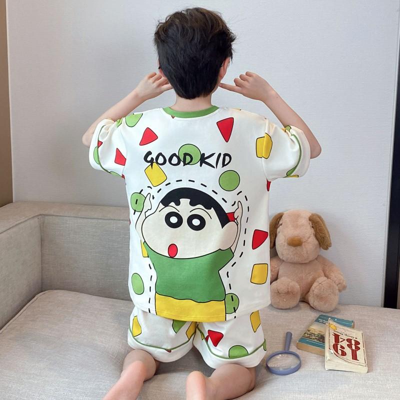Boys Cotton Short Sleeve Pajama Set Lightweight Sleepwear Kids 8 Years Cartoon Print Home Outfit