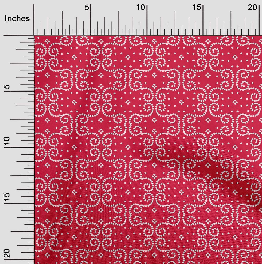 oneOone Cotton Flex Carmine Red Fabric Swirl Bandhani Sewing Craft Projects Fabric Prints By Yard 40 Inch