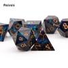7 Stück Polyedrische Würfel aus schwarzem, blauem Harz mit goldenen Zahlen und scharfen Kanten, geeignet für Rollenspiele, RPG-Brettspiele, Kartenspiele