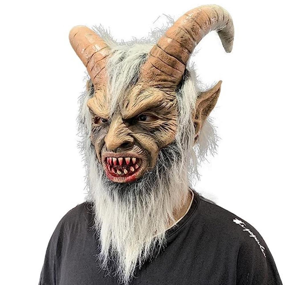 Halloween Hrůza Lucifer Démon Bílé Vlasy Maska Párty Latexová Pokrývka Hlavy Temný Rytíř Kostým Rekvizita