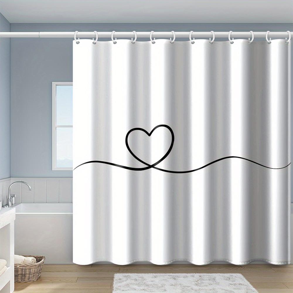 

180X180Cm White Minimalist Heart-Shaped Shower Curtain Set, Fashionable Shower Curtains Bathtub Bathroom Decoration W60H190(CM)-1 Pcs