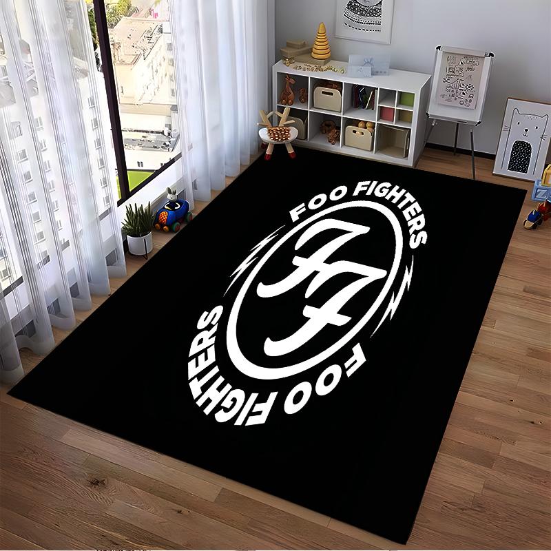 Rutschfester Teppich mit Bandlogo-Aufdruck, geeignet für Wohnzimmer und Schlafzimmer Sofa