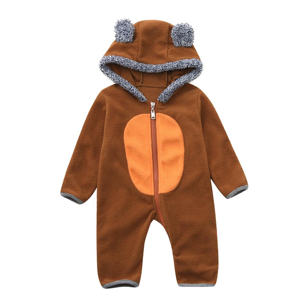 Infant Newborn Baby Girls Boys Cartoon Ears Hoodie Romper Zip Clothes Jumpsuit