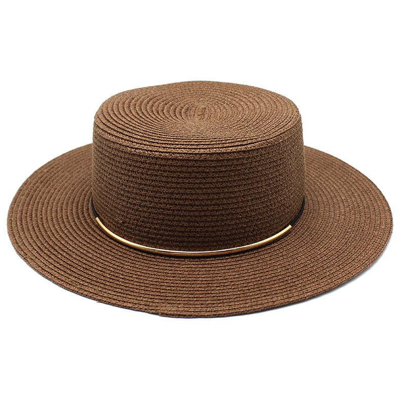 Small Fresh Green Wide Brim Flat Top Top Hat Women's Spring Summer French Sun Beach Sun Hat Color