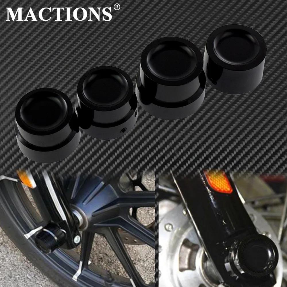 4pcs Motorcycle Front & Rear Axle Nut Covers Caps Black For Harley Sportster XL Dyna Fat Bob FXDF Touring Electra Glide Softail 4pcs Axle Nut Covers