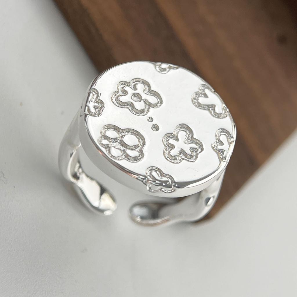Xiaomi 925 Sterling Silver Rings for Women Couple Minimalist Handmade Simple Big Flower Pattern Ring Fine Jewelry Gift Prevent Allergy