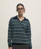 Stripe Open Collar Rugby Shirt Navy