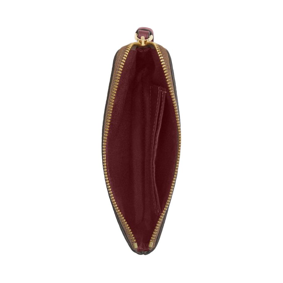 Coach Logo Zip Closure Coated Canvas Clutch Bag Small Women clutch bags Brown CX589-IMXGY