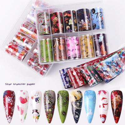 Tırnak Cadılar Bayramı Nail Art Yıldız Çıkartma Seti Tırnak Çıkartma Transfer Kağıdı Noel Tırnak Çıkartma