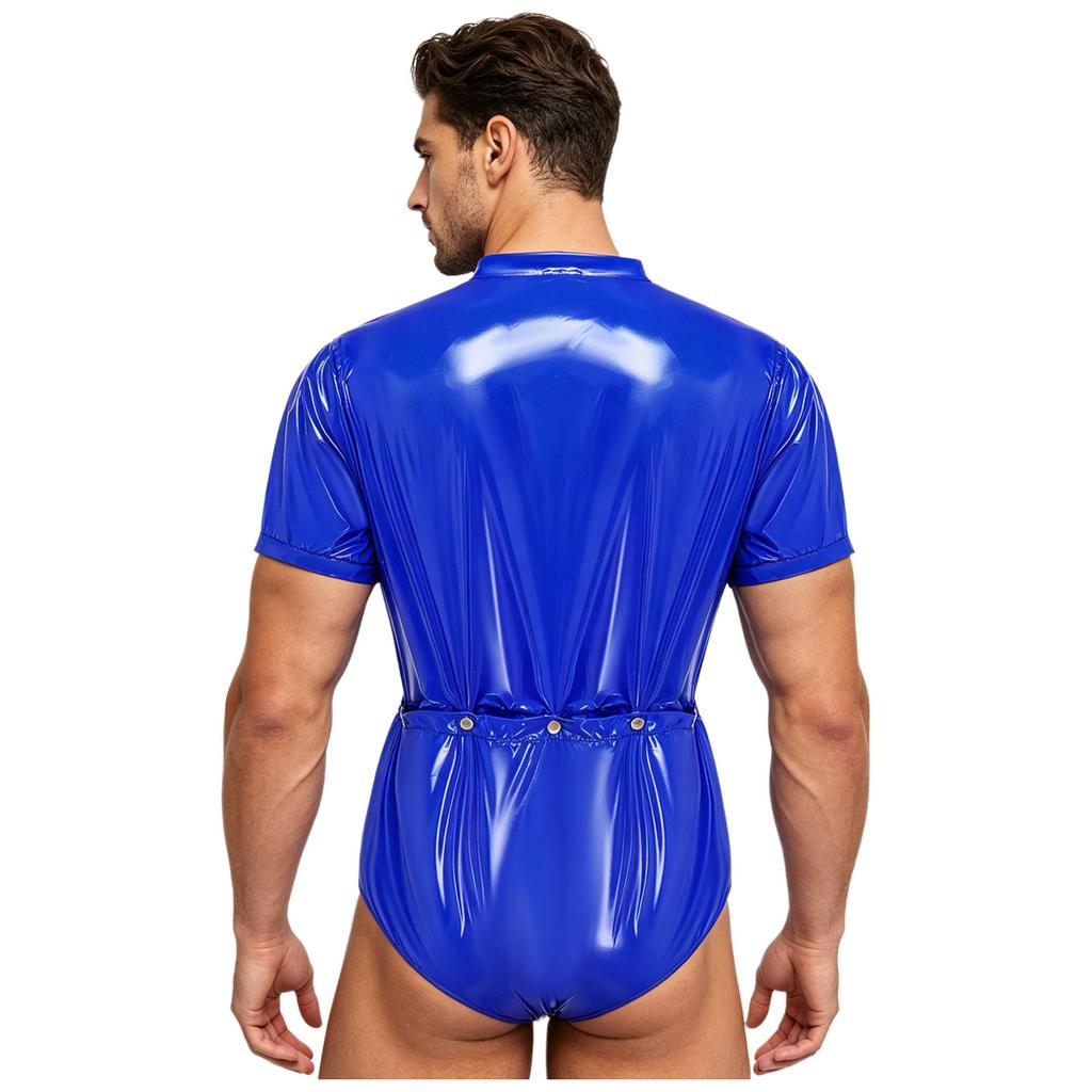 Men Waterproof Adaptive Bodysuit Short Sleeve Buttoned Waist Detachable Bottoms Diaper Cover Romper Special Need Clothing