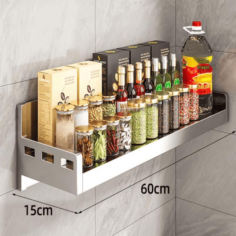 

No-Drill 304 Stainless Steel Kitchen Wall Shelf