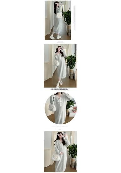 Neues Herbst/Winter Umstands-Strickkleid mit Spitze und Schleife