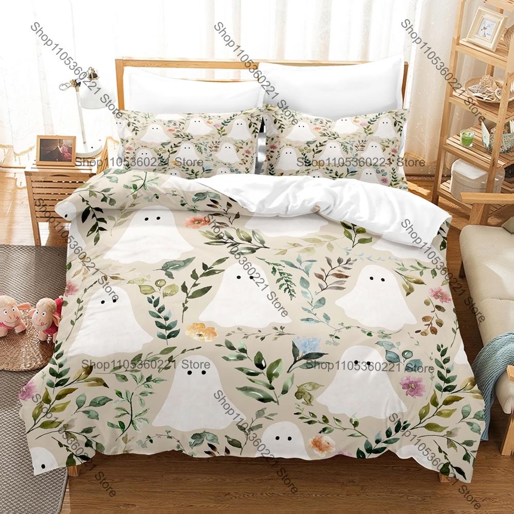 Ensemble de literie fantôme squelette de Noël Simple Jumeau Double Queen King Size Ensemble de lit Chambre d'adulte Ensembles de housse de couette Ensemble de draps de lit Anime AU Single(140x210cm)