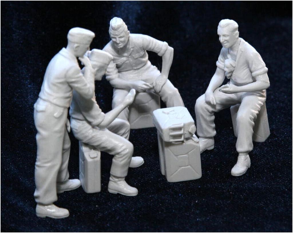 Master Box 1/35 Scale German Card-Playing Tank Crew with Jerry Cans (4-Piece Set) Plastic Model Kit MB35025