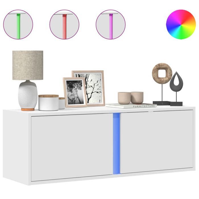 VidaXL Wall-Mounted TV Cabinet with LED Lights White 100x31x35 Cm, Wall-Mounted TV Unit, Floating TV Unit, TV Stand 852264