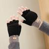 Knitted Gloves for Men and Women, Winter Touch Screen Warm Riding Gloves with Velvet Yarn, Autumn and Winter Thickened, Cold and Windproof