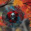Kaijit - 1pc Mandala Inspired 2D Rose Skull Pattern Wind Spinning Wind Chime, Garden & Patio Decoration - Metal Hanging Ornament, No Battery Required