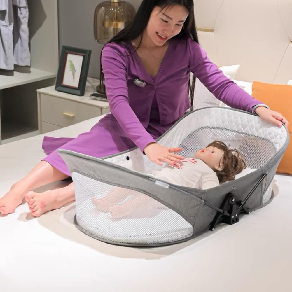 Areden Culla per neonati, cestino per neonati, dimensioni 80x50x50 cm, culla portatile pieghevole con zanzariera, leggera, traspirante e visibile, lettino per neonati