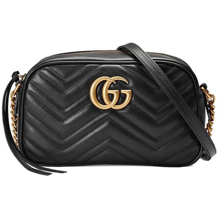 

Gucci GG Marmont Black Leather Chevron Quilted Camera Crossbody Bag For Women Daily Use Basic Set (Bag+Dust Bag)