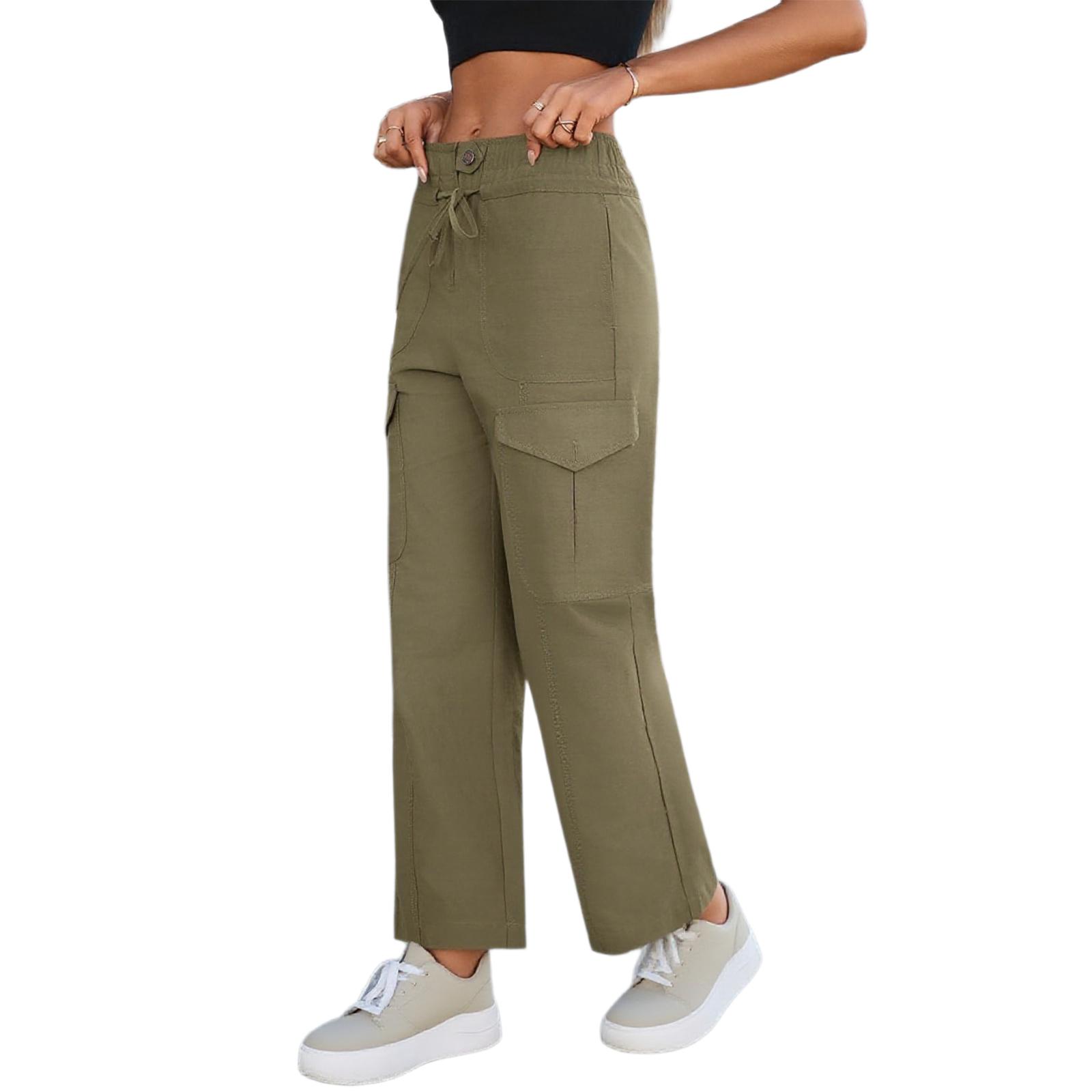 

Женский хлопковый комбинезон с низкой посадкой, на кулиске, с широкими штанинами, повседневные брюки для хайкинга с множеством карманов L