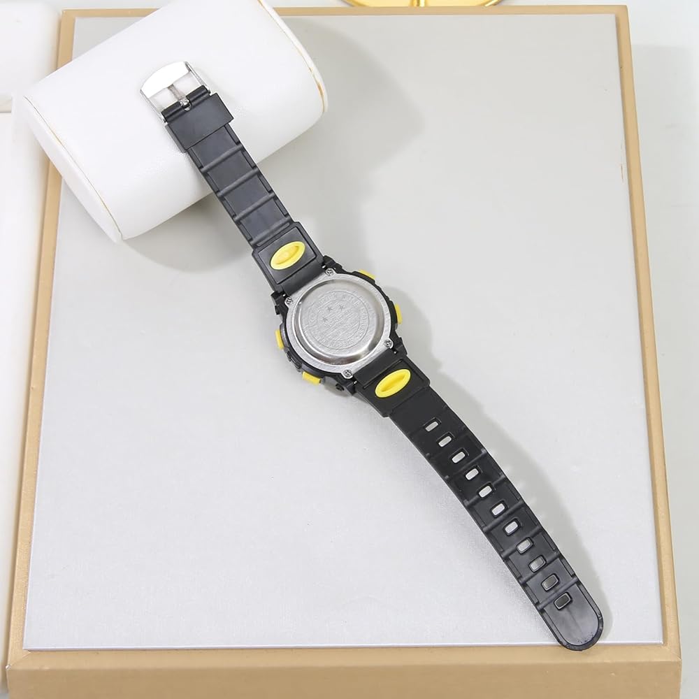 Kids Digital Watch Boys Girls Colorful Alarm Clock with Day Display 5.25 Yellow